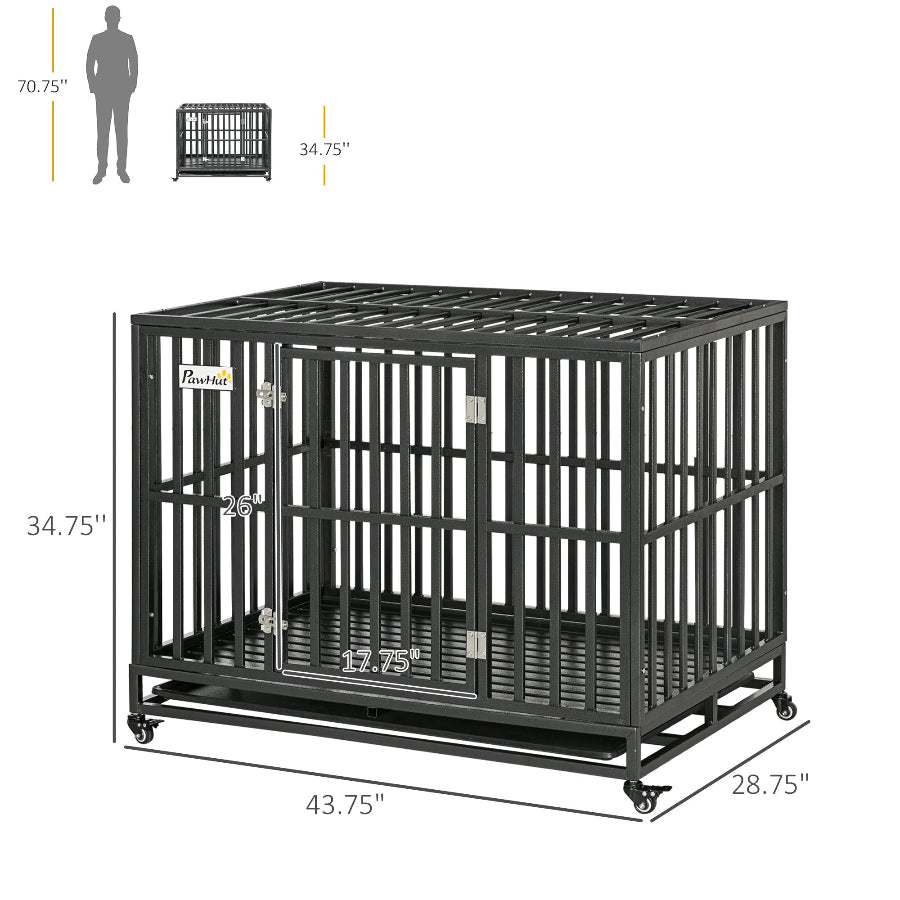Heavy Duty Dog Kennel with Locking Wheels | Paw-Safe Grate