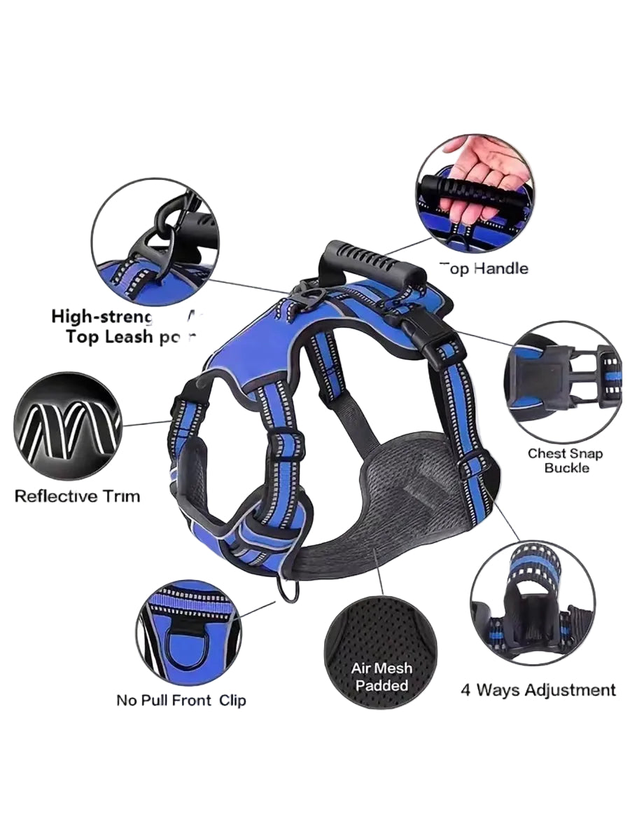 5-Piece Tactical Dog Harness Set | No-Pull Vest & Car Belt