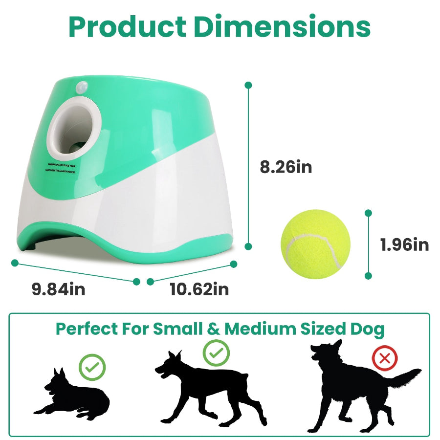 Automatic Ball Launcher for Dogs | 3 Distances | 6 Balls Included