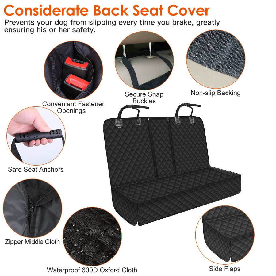Heavy-Duty Waterproof Dog Car Seat Cover – Universal Fit with Bonus Safety Belt