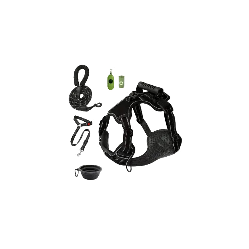 5-Piece Tactical Dog Harness Set | No-Pull Vest & Car Belt