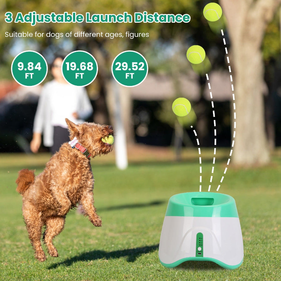 Automatic Ball Launcher for Dogs | 3 Distances | 6 Balls Included