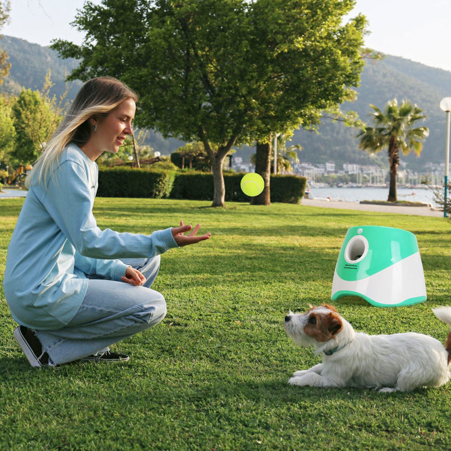 Automatic Ball Launcher for Dogs | 3 Distances | 6 Balls Included