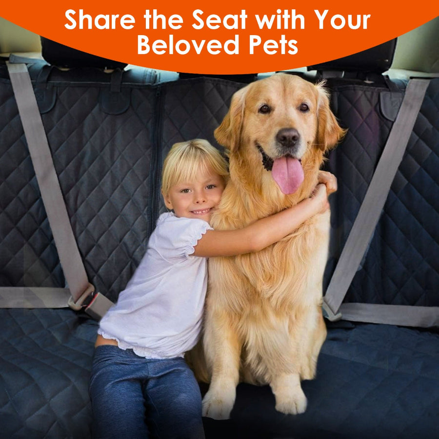 Heavy-Duty Waterproof Dog Car Seat Cover – Universal Fit with Bonus Safety Belt