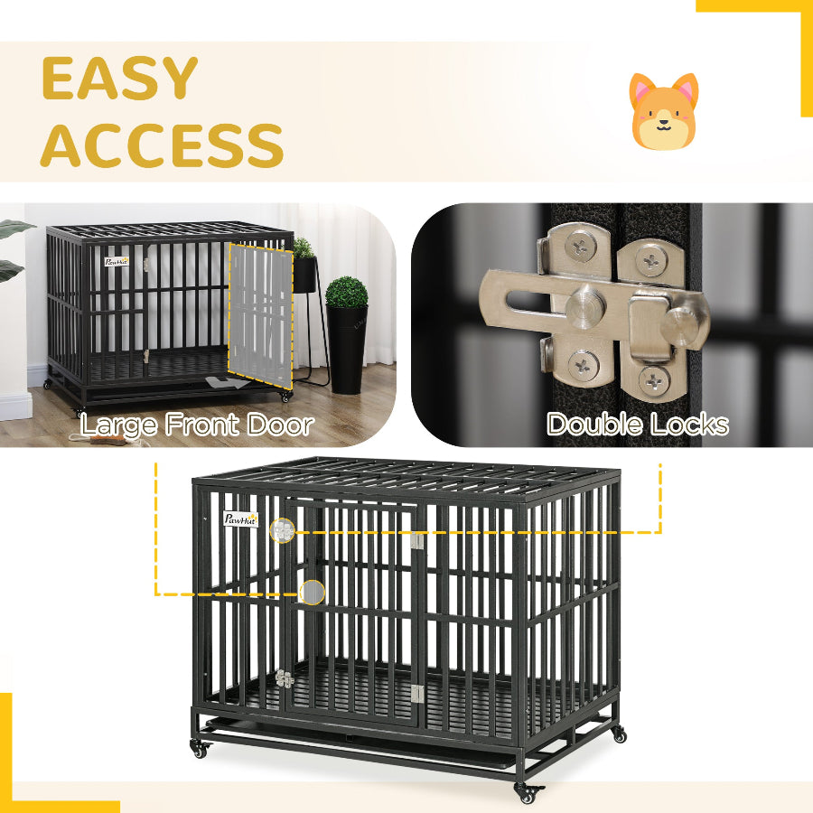 Heavy Duty Dog Kennel with Locking Wheels | Paw-Safe Grate