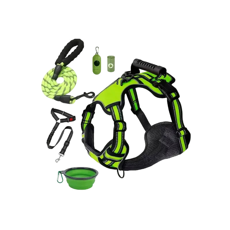 5-Piece Tactical Dog Harness Set | No-Pull Vest & Car Belt