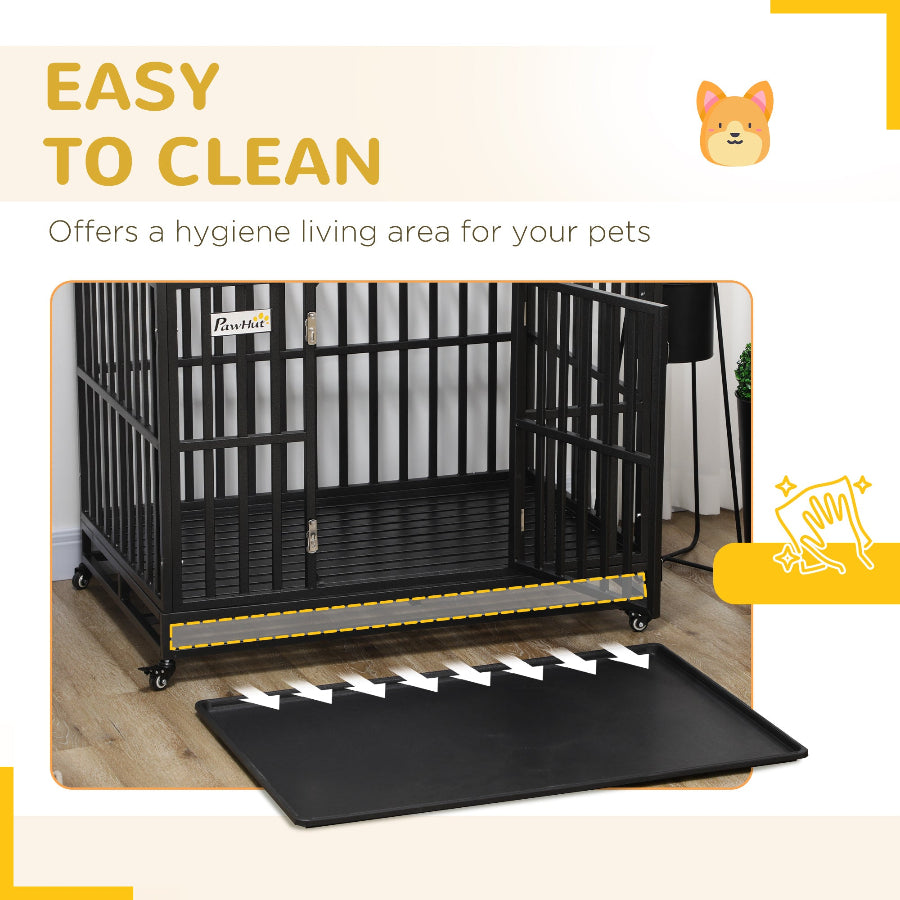 Heavy Duty Dog Kennel with Locking Wheels | Paw-Safe Grate