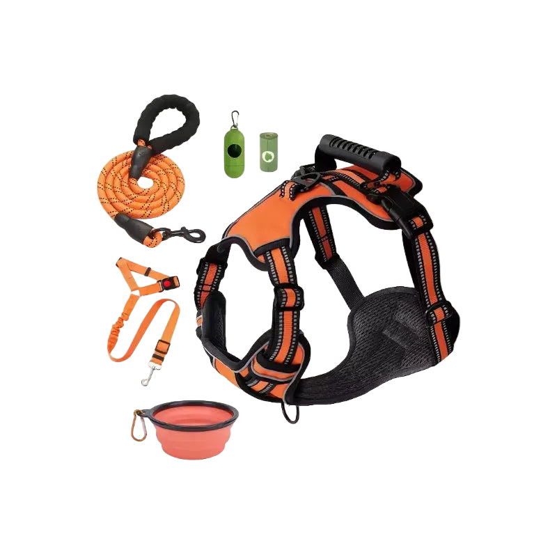 5-Piece Tactical Dog Harness Set | No-Pull Vest & Car Belt