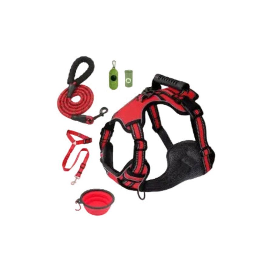 5-Piece Tactical Dog Harness Set | No-Pull Vest & Car Belt
