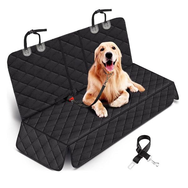 Heavy-Duty Waterproof Dog Car Seat Cover – Universal Fit with Bonus Safety Belt